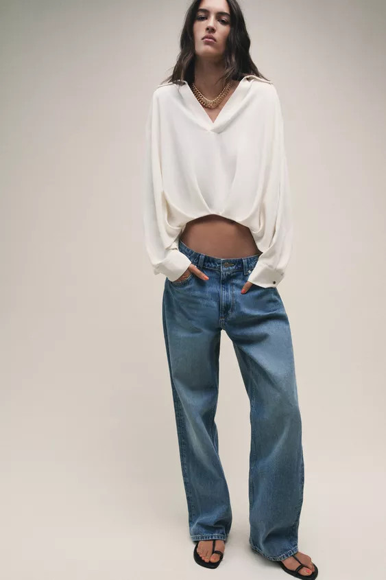 SHIRT WITH ASYMMETRIC HEM AND PLEATS | Zara UK