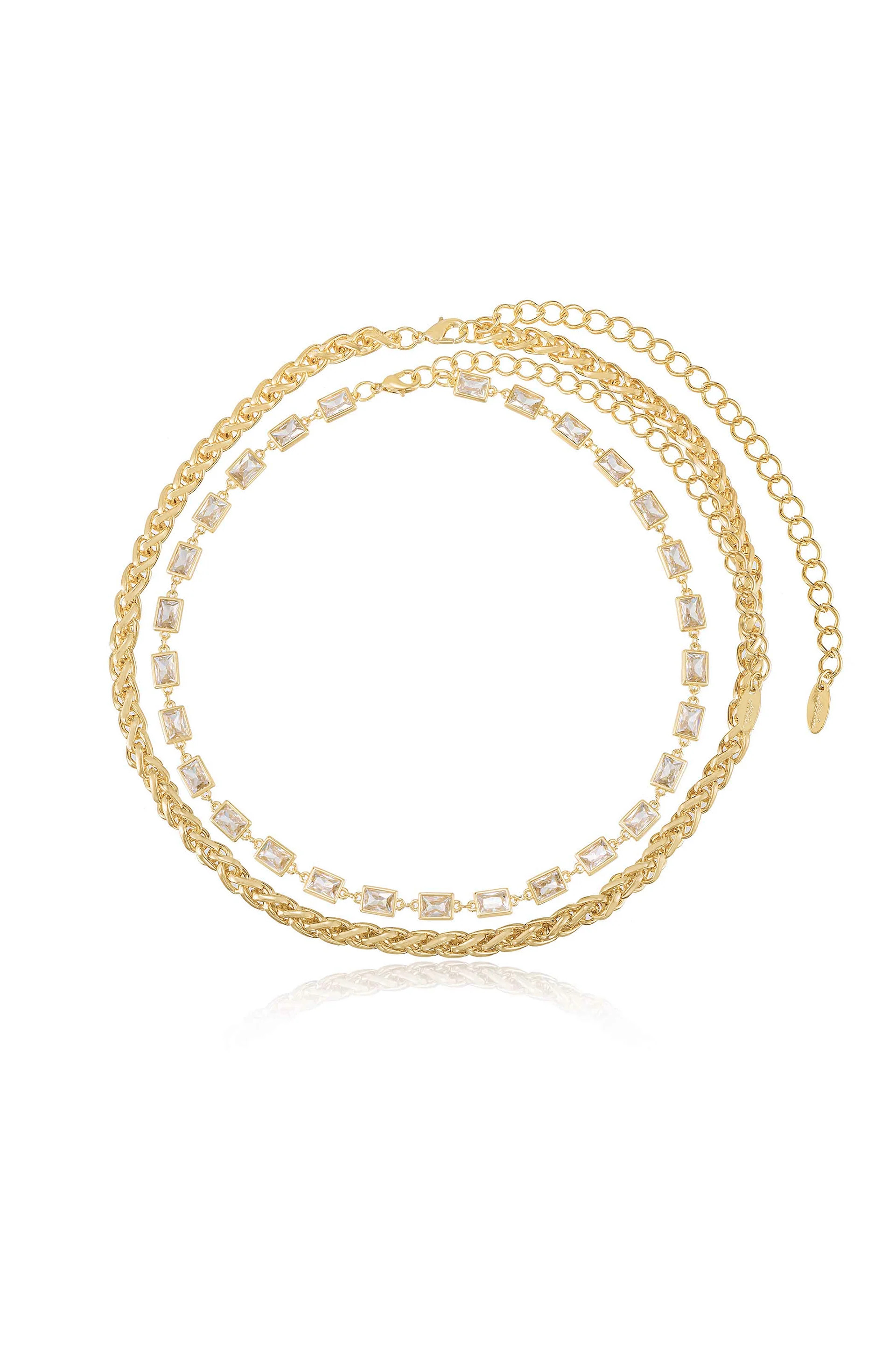 Double The Trouble Crystal & Chain Necklace Set | Ettika