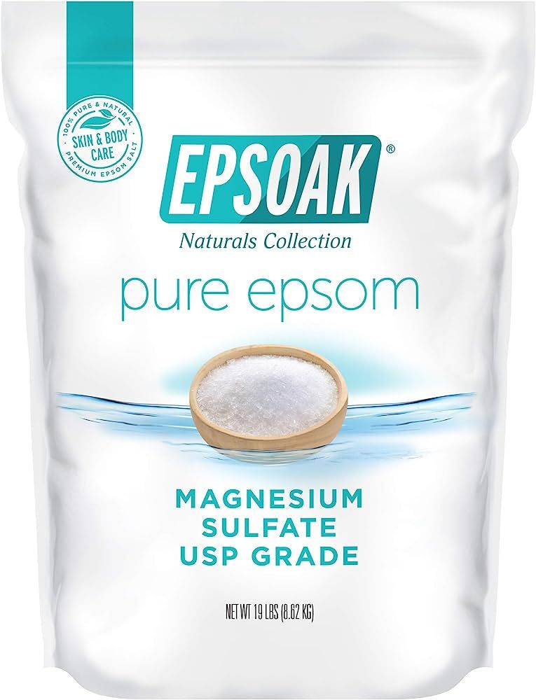 Epsoak Epsom Salt 19 lb Resealable Bulk Bag, Magnesium Sulfate USP. Unscented, Made in The USA, C... | Amazon (US)