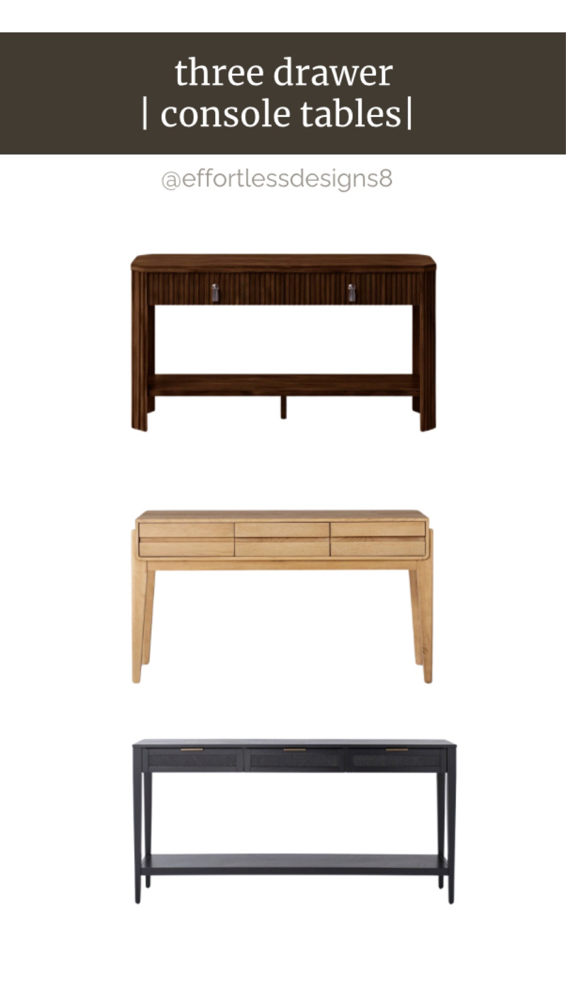 Aesthetics with functionality! Try these three drawer console tables available in a variety of finishes and styles fit any home.

#LTKHome #LTKSeasonal
