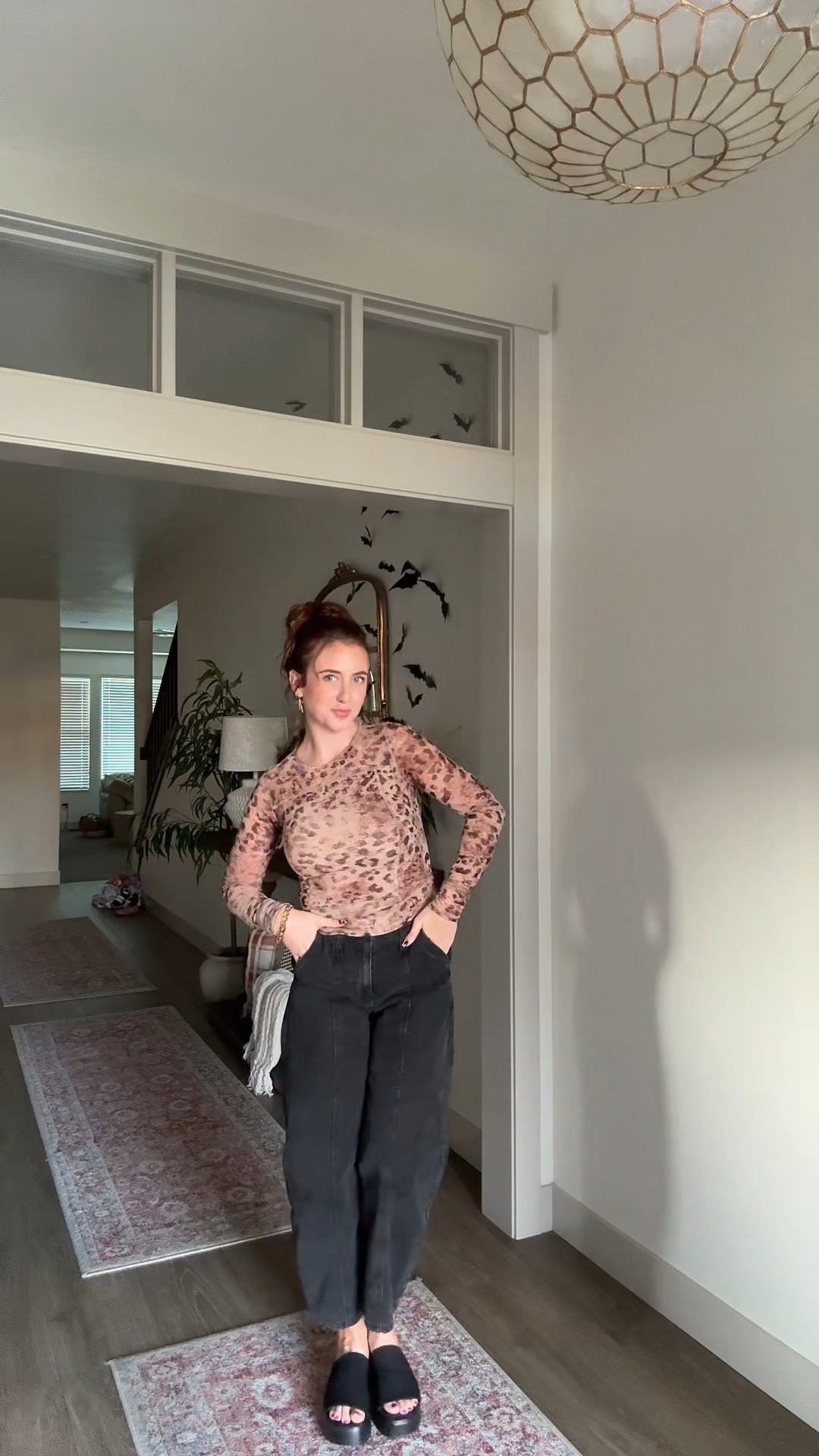 This top sold out so fast in the cheetah print but I’ve linked all the gorgeous colors they still have! It fits SO GOOD! Also linked one of my comfiest pairs of sandals and my fave affordable black barrels! 🖤

Pants size run a little big! Size down or keep regular for a baggier fit. I’m wearing a size 2  here. 
Shirt runs tts. Wearing a small
Shoes 8


#LTKFindsUnder50 #LTKStyleTip #LTKSeasonal
