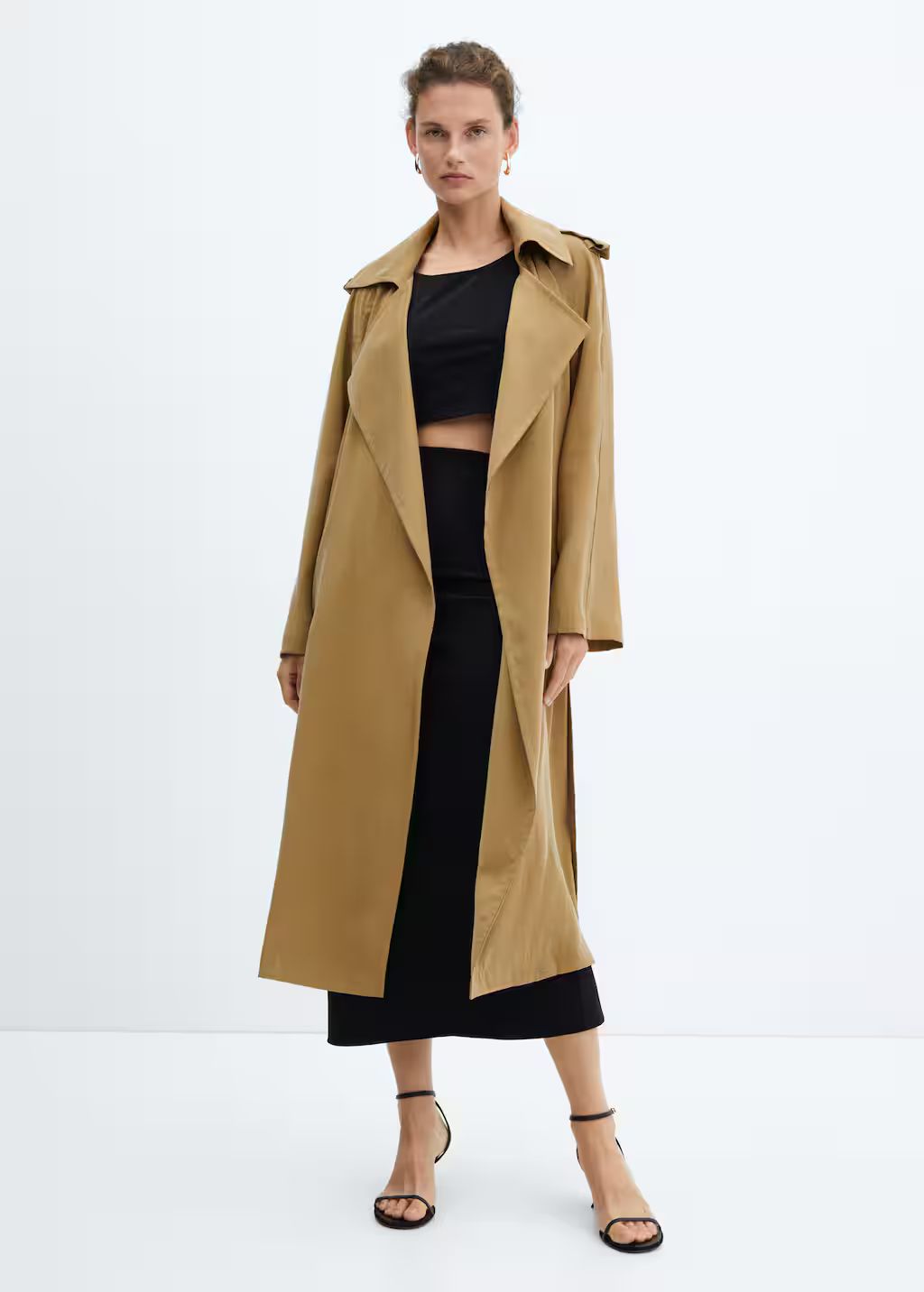 Modal trench coat with tie - f foTrench coats Women | Mango USA | MANGO (US)