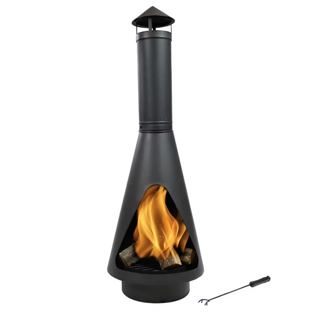 Sunnydaze Outdoor Backyard Patio Steel Wood-Burning Fire Pit Chiminea with Rain Cap, Wood Grate, ... | Target