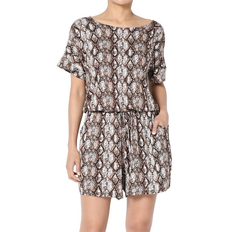 TheMogan Women's Snake Print Short Sleeve Romper Shorts Jumpsuit Playsuit | Walmart (US)