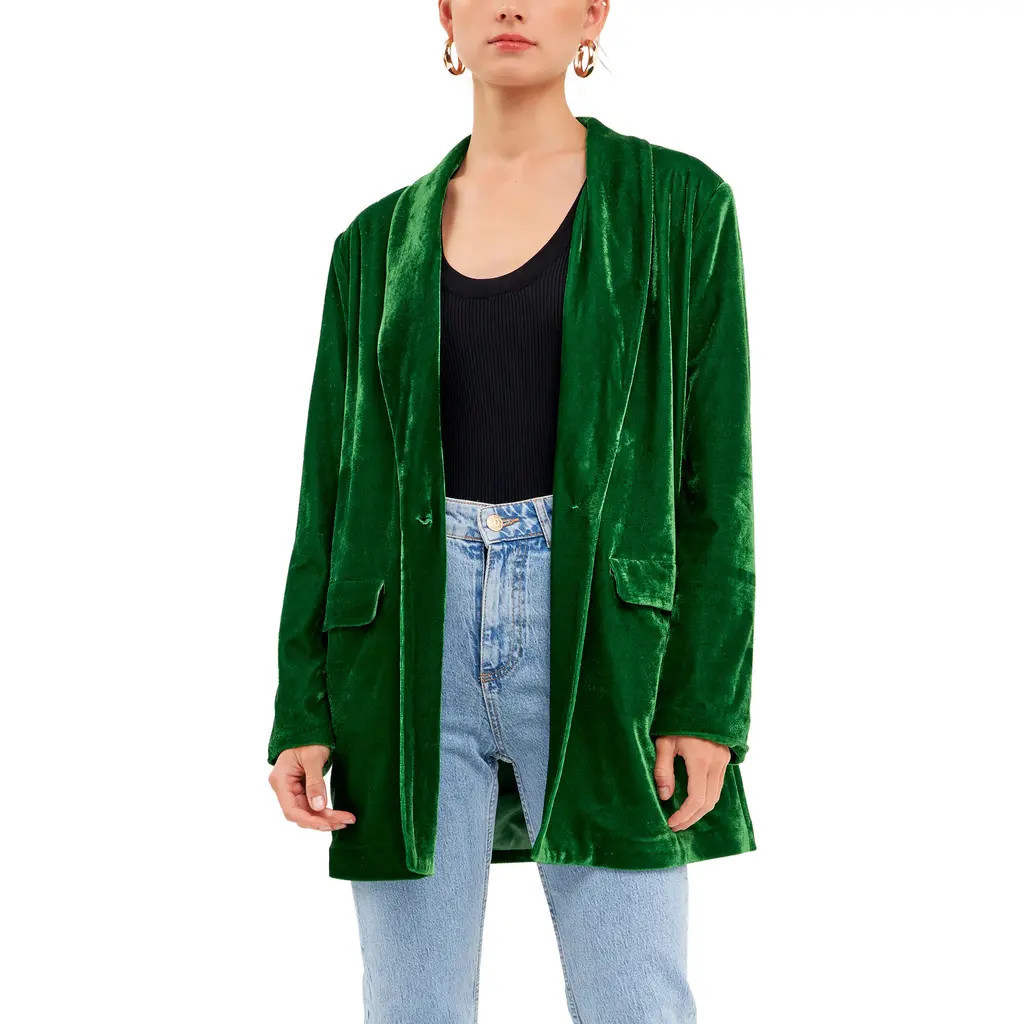 Endless Rose Velvet Blazer in Light Green at Nordstrom, Size Medium | Nordstrom