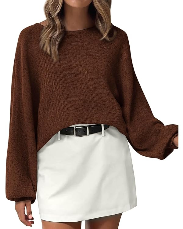 KIRUNDO Oversized Sweaters for Women 2025 Fall Outfits Boat Neck Batwing Long Sleeve Casual Knit ... | Amazon (US)