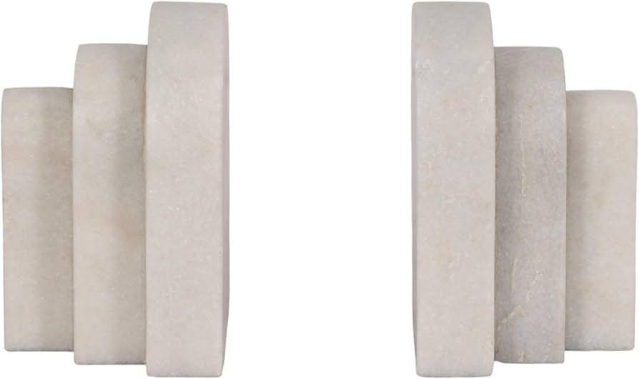 Sagebrook Home Marble, Set of 2 6", Layered Arches Bookends, White, Novelty, Marble, Contemporary... | Amazon (US)