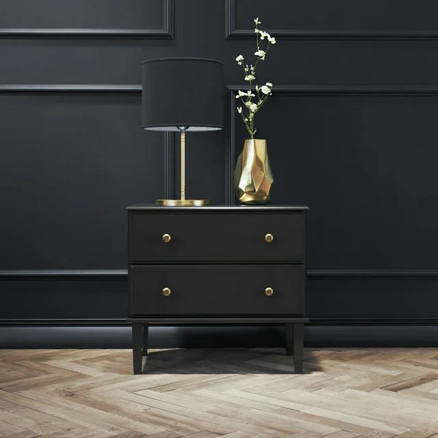 Prepac Lux Nightstand Bedside Table, Black Nightstand for Bedroom, End Table with 2 Drawers 16"D ... | Walmart (US)