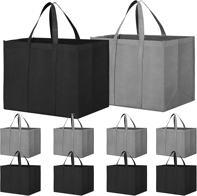 WISELIFE Reusable Grocery Shopping Bags 10 Pack Large Foldable Tote Bags Bulk, Eco Produce Bags w... | Amazon (US)