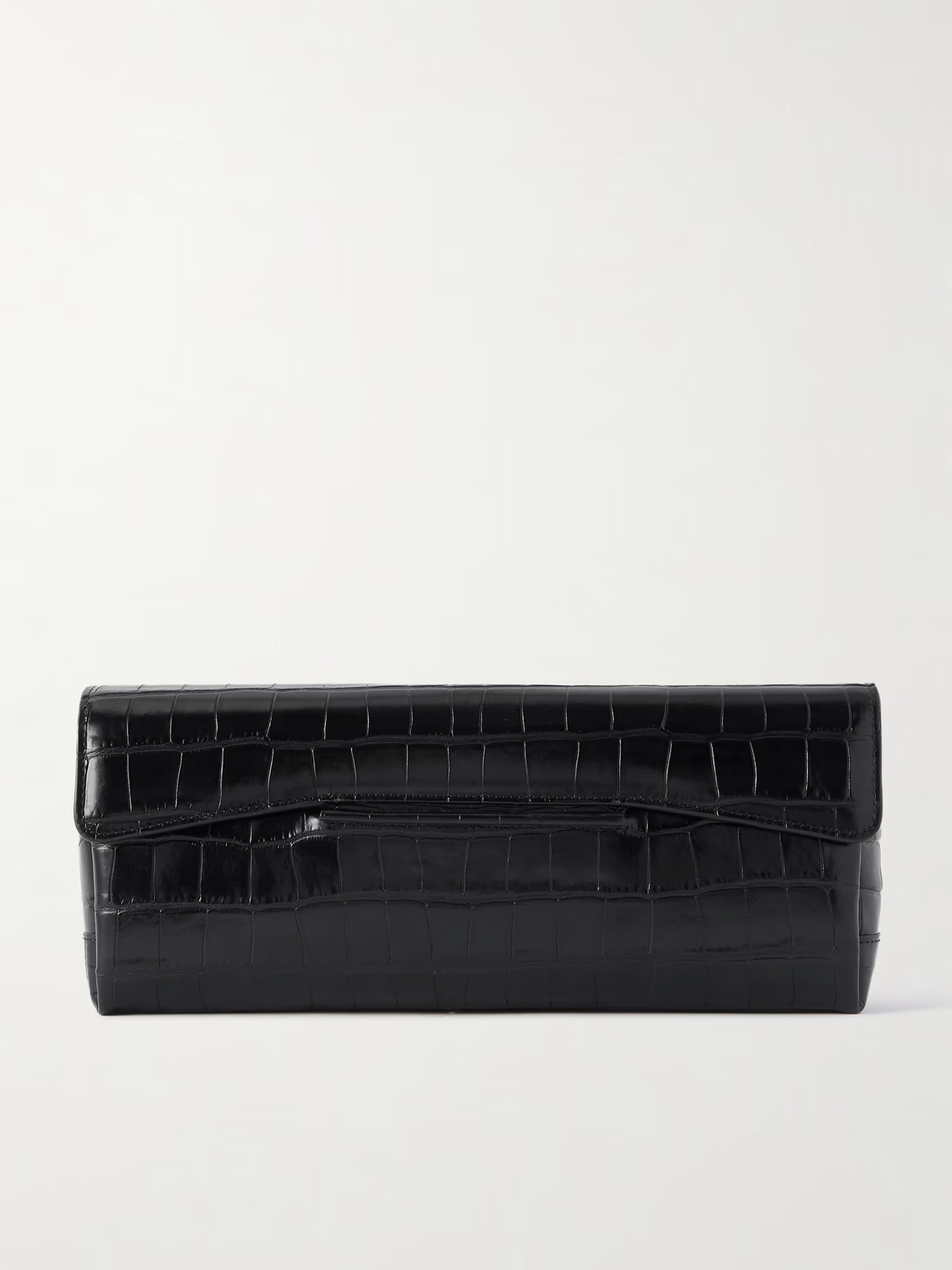 TOTEME - T-lock Croc-effect Clutch - Black | NET-A-PORTER (US)