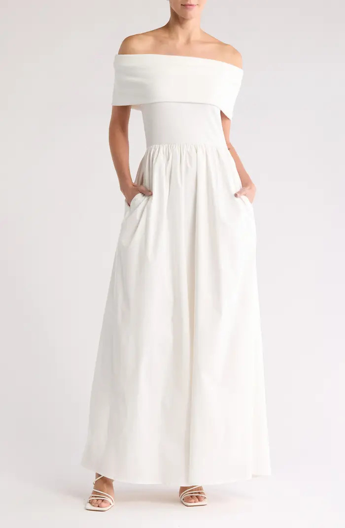 BY DESIGN Monet Off-the-Shoulder Mixed Media Maxi Dress | Nordstromrack | Nordstrom Rack