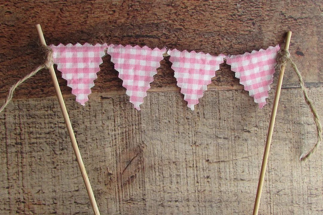 Pink Gingham Cake Topper Pink White Gingham Cake Banner Bunting Pennant Check Checkered Teddy Bea... | Etsy (US)