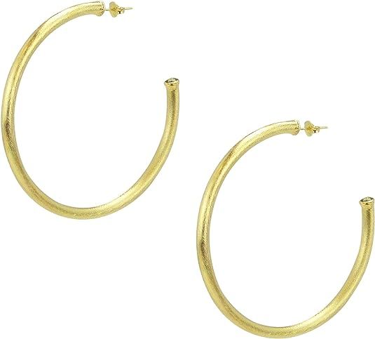 Sheila Fajl Everybody's Favorite 2.25 Inch Tubular Hoop Earrings in Brush Gold Plated | Amazon (US)