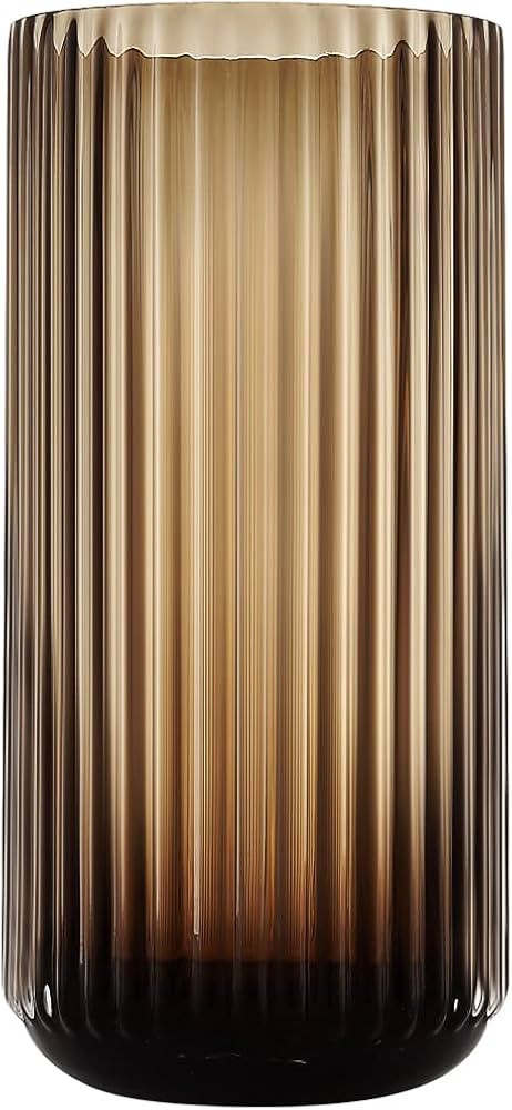 Dinyeo Small Cylinder Ribbed Brown Glass Flower Vase for Farmhouse Dining Table Centerpieces Deco... | Amazon (US)
