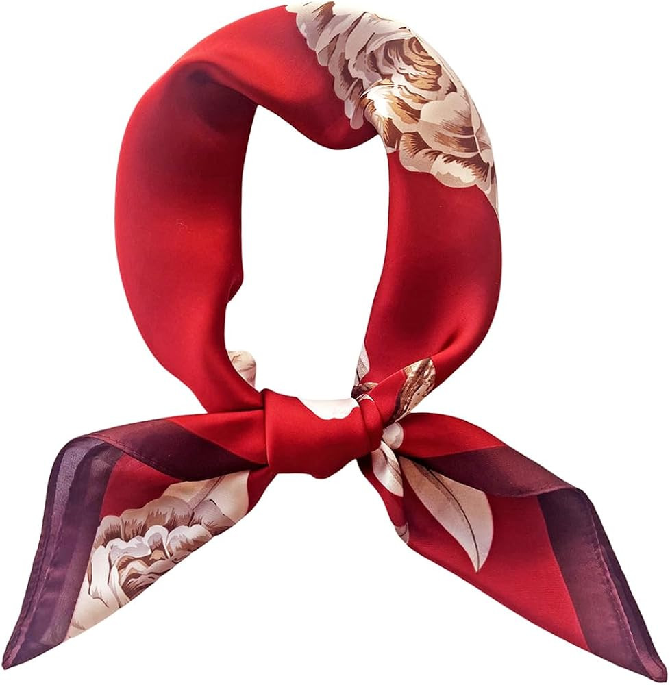 FONYVE Silk Feeling Scarf Medium Square Satin Head Scarf for Women 27.5 \u00d7 27.5 inches | Amazon (US)