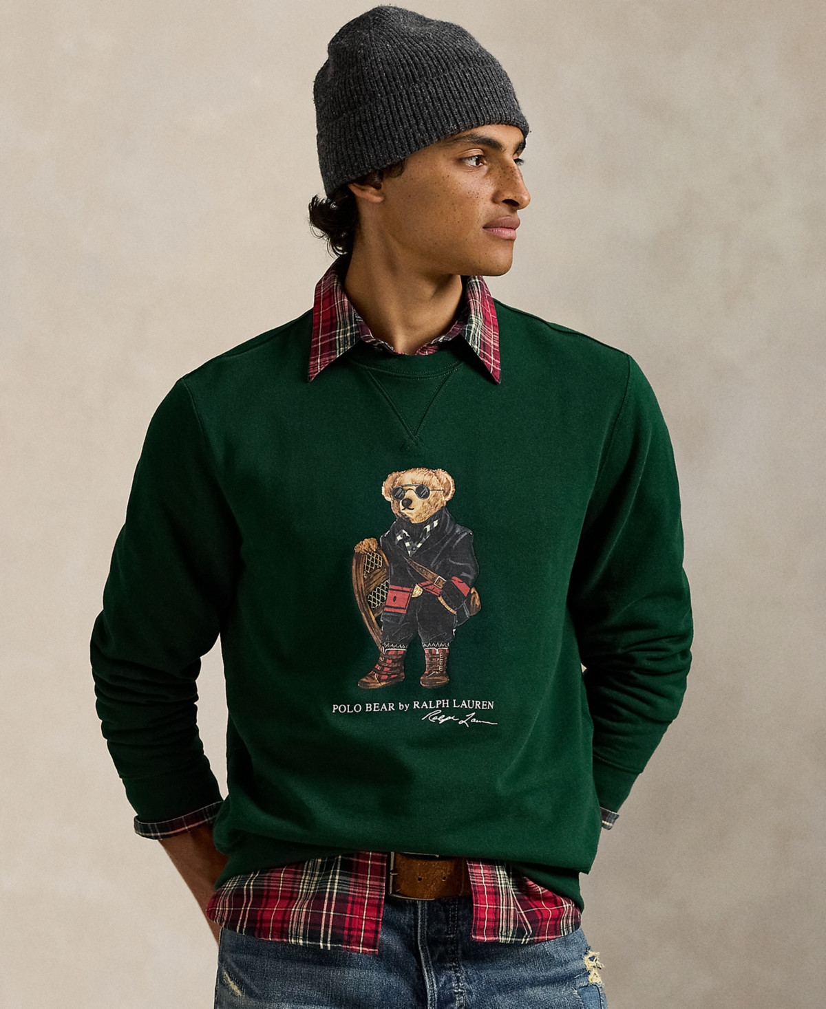Polo Ralph Lauren Men's Polo Bear Fleece Sweatshirt - Moss Agate Holiday Bear | Macy's