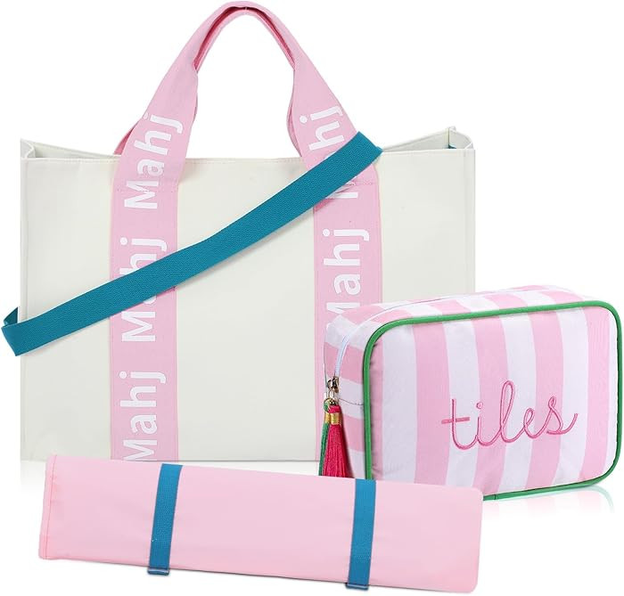 Sanwuta 3 Pcs Large Capacity American Mahjong Set Organizer and Carrier Bag with Removable Rack H... | Amazon (US)