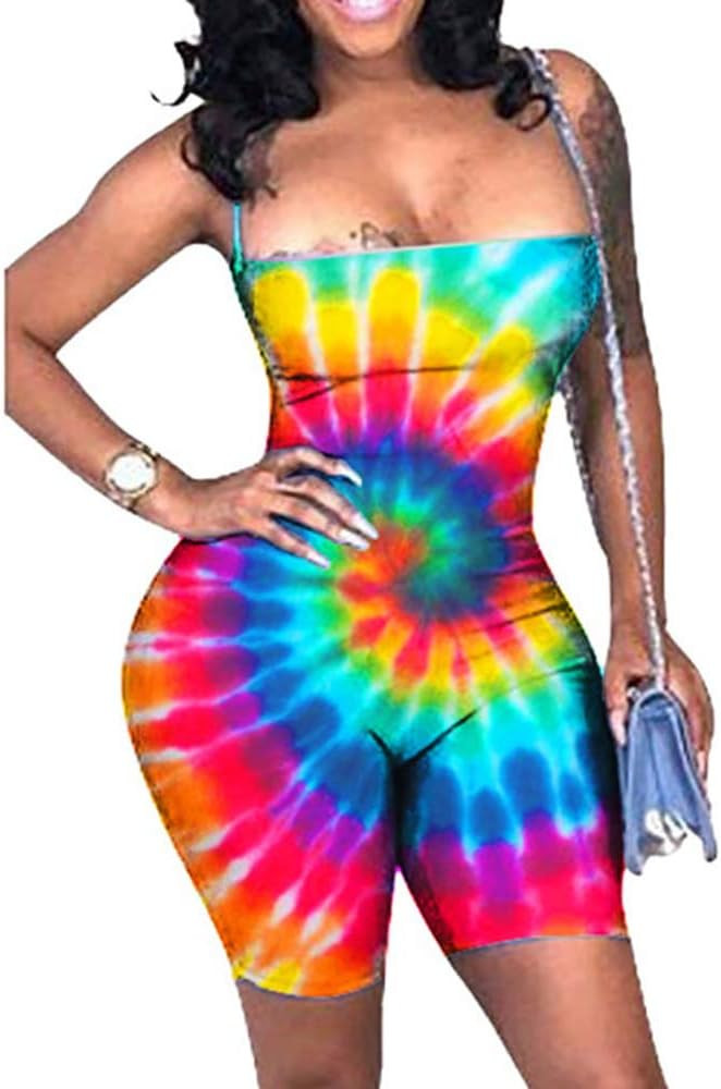 ECHOINE Women's Sexy Bodycon Romper Spaghetti Strap Short Pants One Piece Jumpsuits Clubwer | Amazon (US)