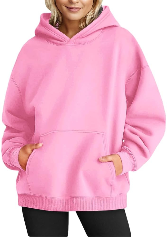 Women's Long Sleeve Oversized Pullover Solid Color Hoodie Fall Winter Sweatshirt with Pocket | Amazon (US)