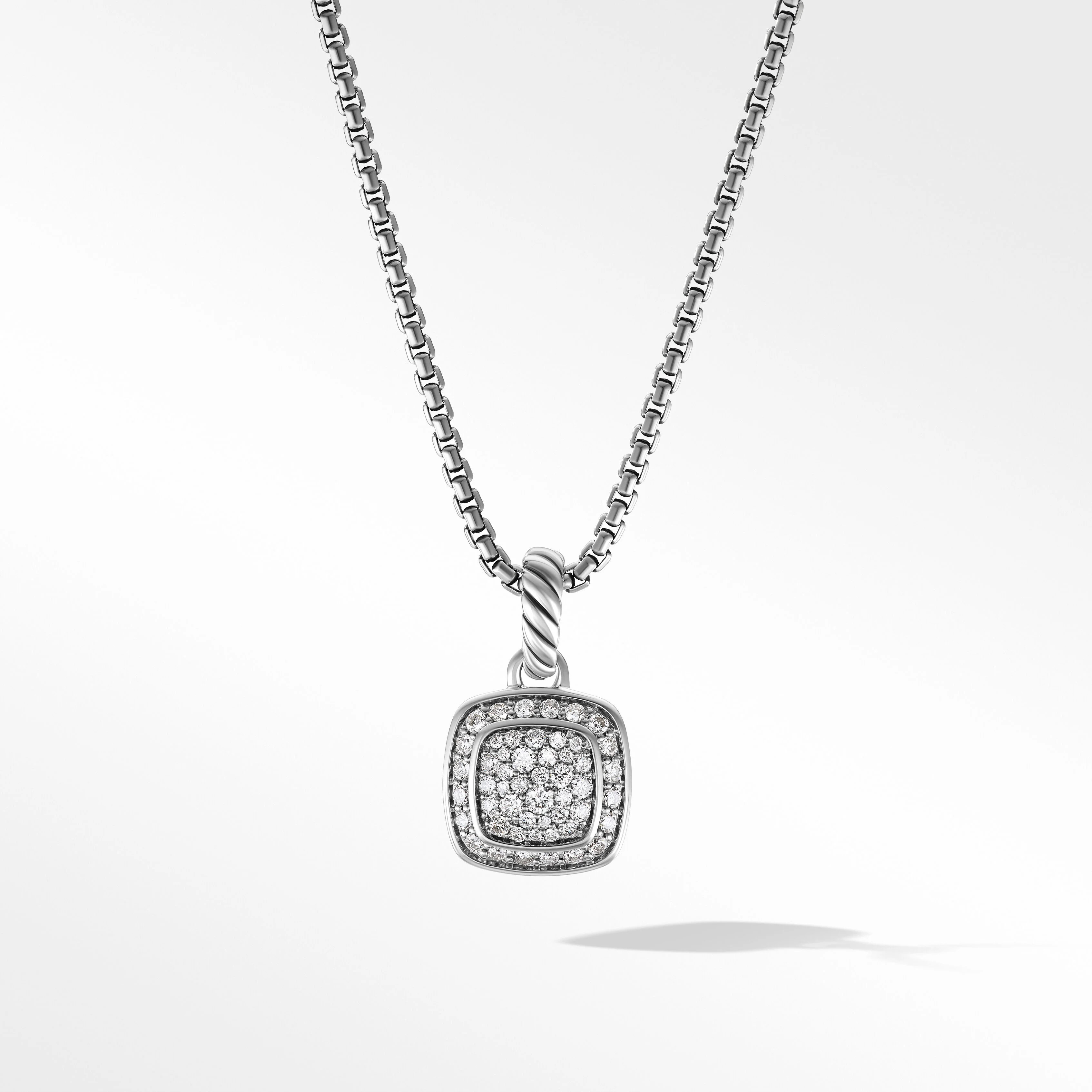 Petite Albion® Pendant Necklace in Sterling Silver with Pavé Diamonds | David Yurman