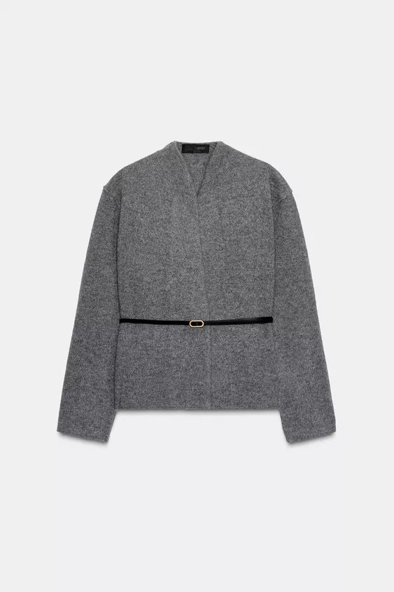 100% WOOL BELTED CARDIGAN | Zara UK