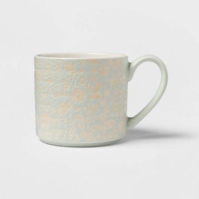 15oz Stoneware Floral Mug Green - Threshold™ | Target