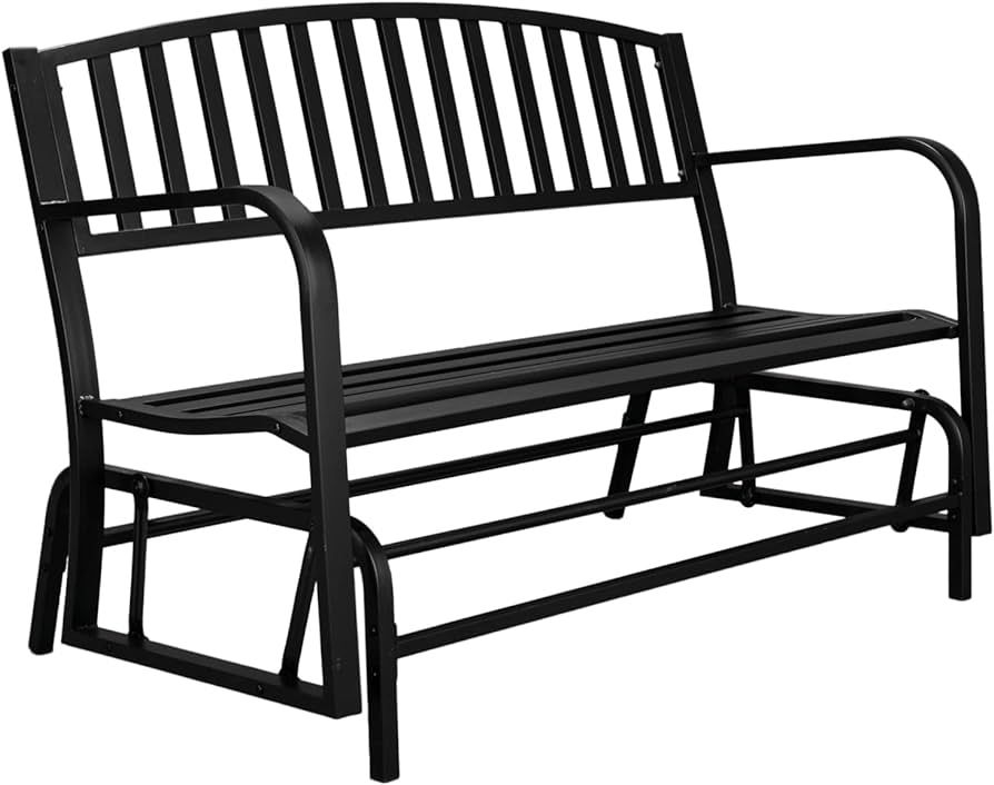 VINGLI 50 inch Outdoor Glider Bench Metal Outdoor Bench Yard Glider Rocking Bench for Outside Patio Front Porch Bench Yard Garden Lawn, 2-3 Person Seat | Amazon (US)