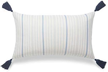 Hofdeco Coastal Decorative Lumbar Throw Pillow Cover ONLY, for Couch, Sofa, or Bed, Sky Blue Stripe  | Amazon (US)