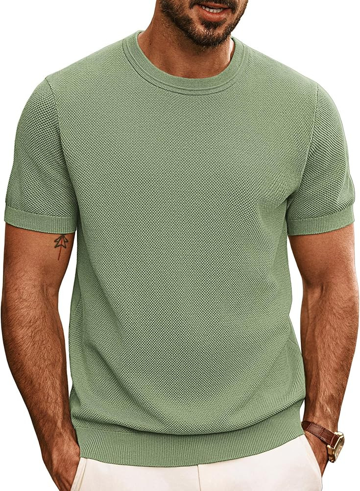 PJ PAUL JONES Mens Casual T-Shirts Classic Short Sleeve Knit Tees Crewneck Solid Tee Shirts | Amazon (US)
