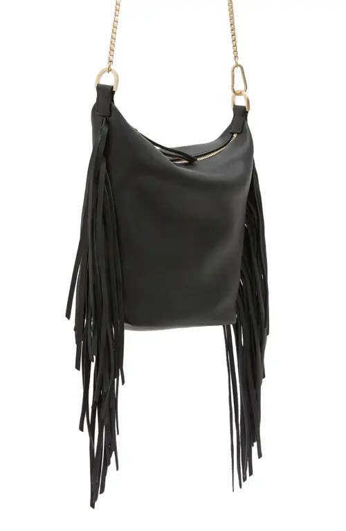 AllSaints Evaline Fringe Leather Crossbody Bag in Black at Nordstrom | Nordstrom