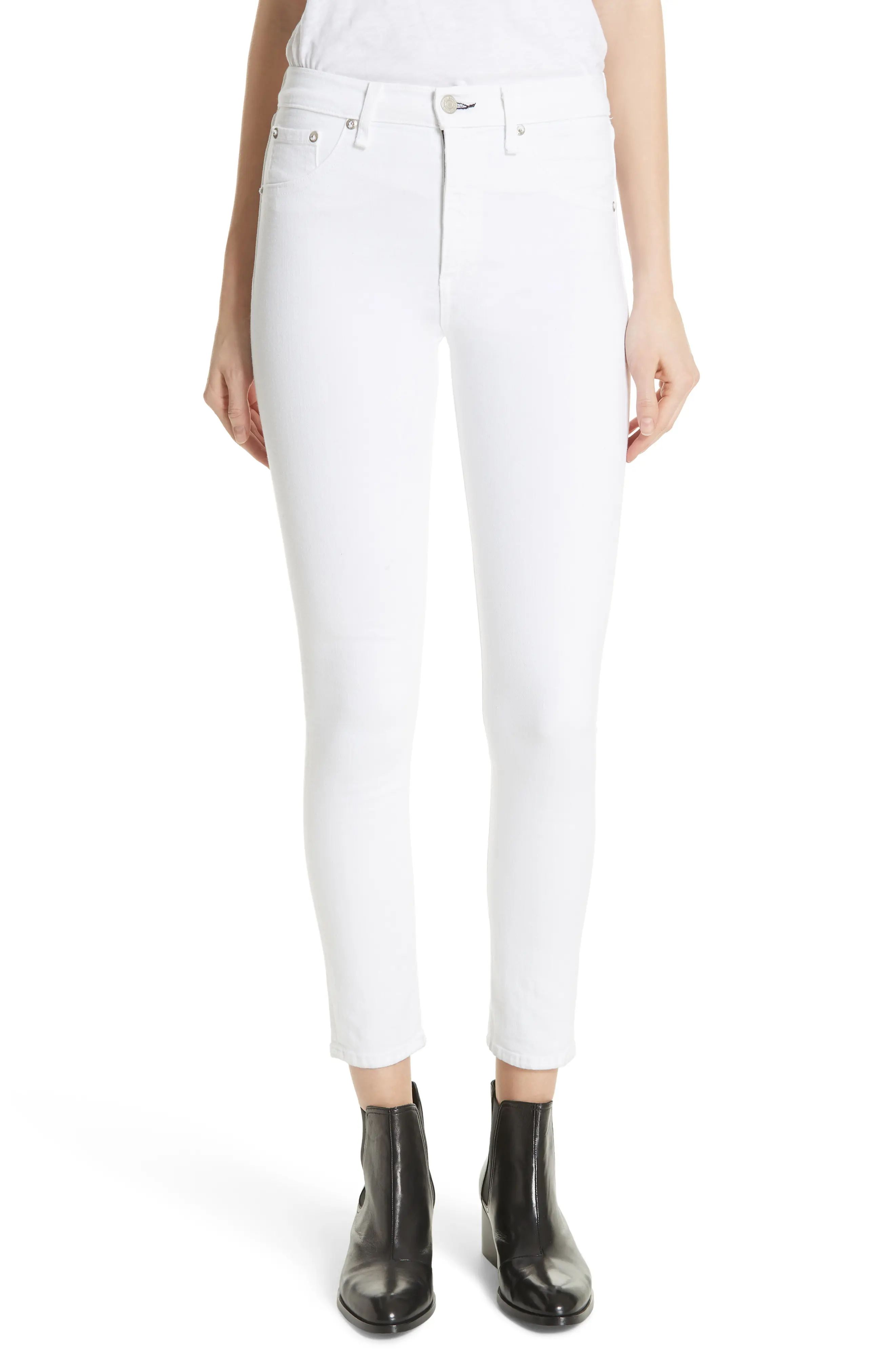 rag & bone/JEAN High Waist Ankle Skinny Jeans (Blanc) | Nordstrom