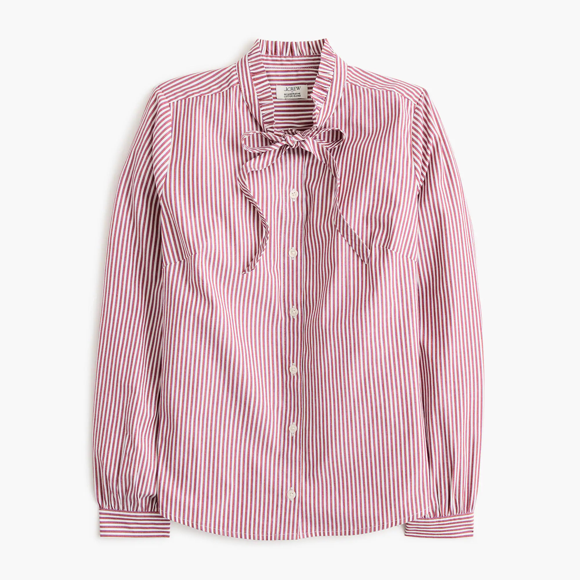 Striped tie-neck button-up shirt | J.Crew Factory