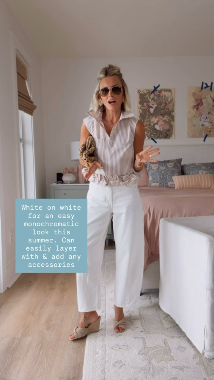 This top is such a fun statement piece to elevate these barrel jeans! Wearing XS/4. Loverly Grey, Anthropologie, statement blouse, statement top, white barrel jeans outfit, white barrel denim outfit, Target find, Target fashion

#LTKootd #LTKSeasonal