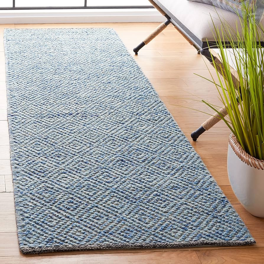 SAFAVIEH Natura Wool Runner Rug 2'3"x6', Scandinavian Blue NAT503B | Amazon (US)