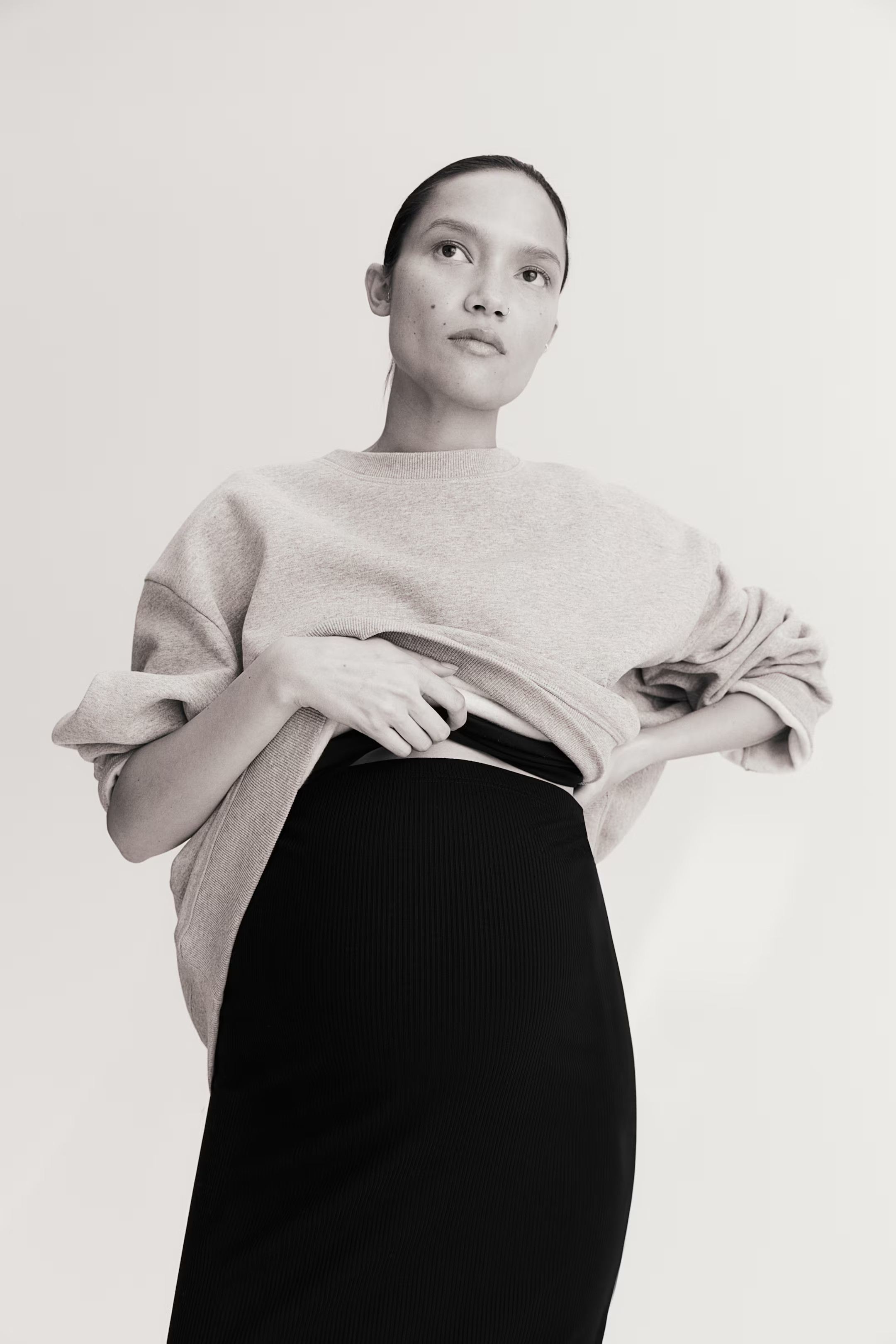 MAMA Ribbed Midi Skirt - Black - Ladies | H&M US | H&M (US + CA)