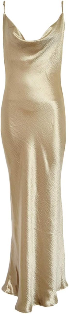 xxxiticat Women's Sleeveless Spaghetti Strap Satin Dress Cocktail Beach Evening Party Cowl Neck D... | Amazon (US)