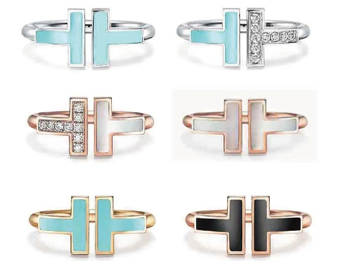 tiffany The New double T-shaped opening 925 sterling silver Band Rings, 1.1with original logo fas... | DHGate