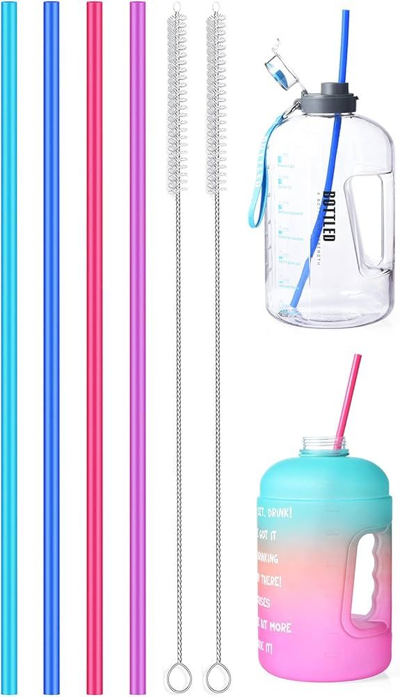 ALINK 15 inch Extra Long Reusable Silicone Straws, 4-Pack Flexible Straws for Stanley 40 oz Tumbl... | Amazon (US)