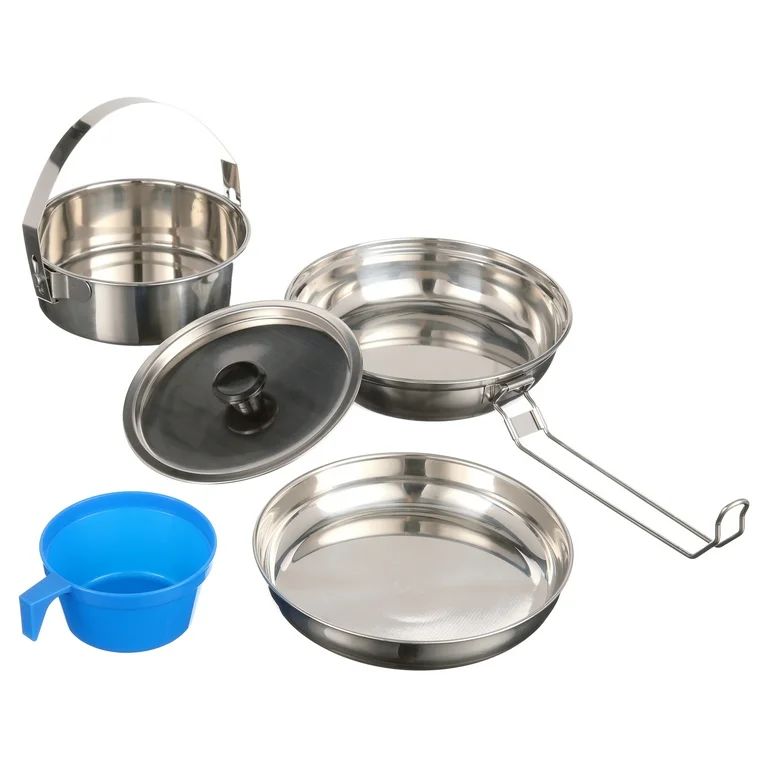 Ozark Trail Space-Saving 5-Piece Cookware Mess Kit, Stainless Steel and Plastic - Walmart.com | Walmart (US)