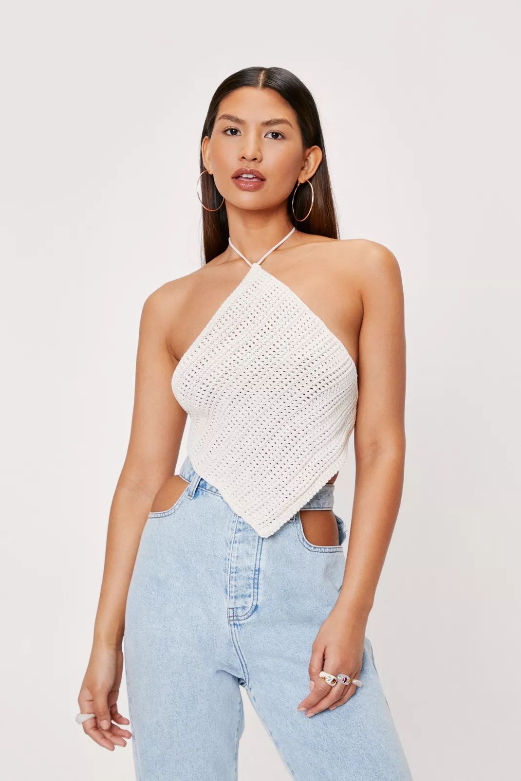 Crochet Halter Neck Strappy Knitted Top | Nasty Gal (US)