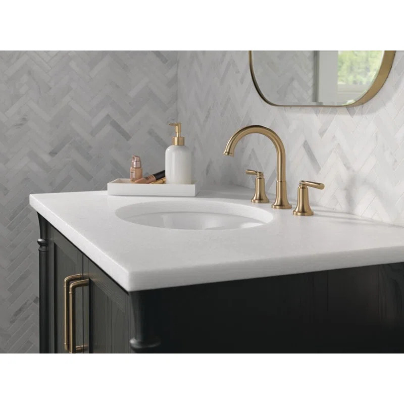 Saylor Brushed Gold Bathroom Faucet 3 Hole, 8 Inch Widespread 2-Handle Bathroom Sink Faucet for V... | Wayfair North America