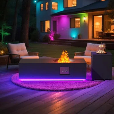 48" Propane Gas Fire Pit Table 50,000 Btu With Tank Storage Table | Wayfair North America