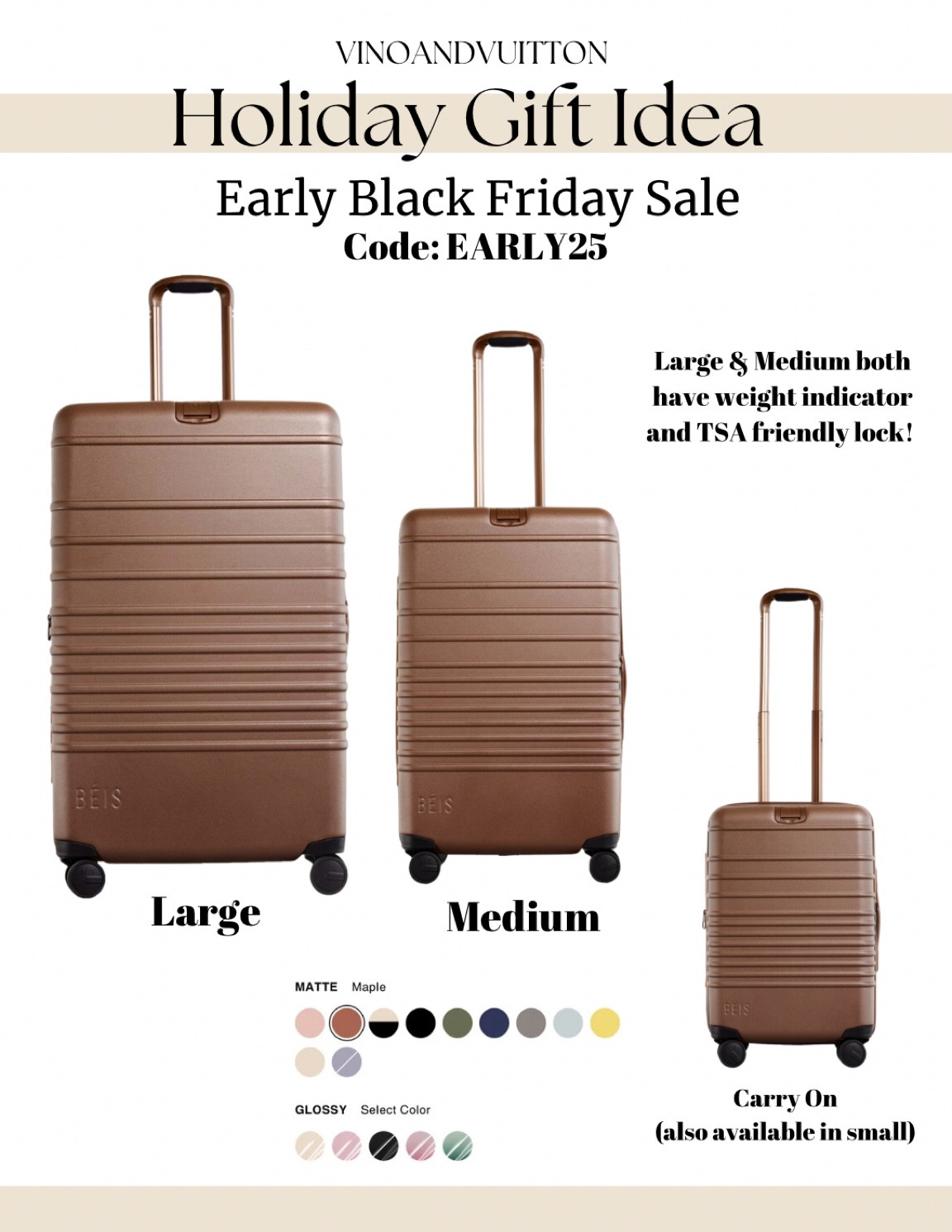 Holiday gift idea!

Beis luggage early Black Friday sale 25% off!! Code: EARLY25

Gifts for her
Gifts for him 
Luggage
Travel essential
Travel must have
Luggage must have
Carry on


#LTKTravel #LTKSaleAlert #LTKHoliday