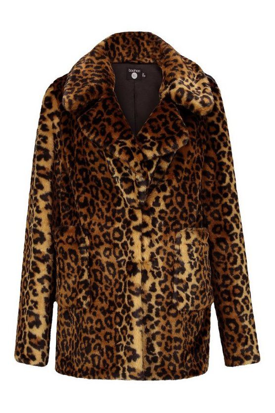 Tall Faux Fur Leopard Print Coat | Boohoo.com (US & CA)