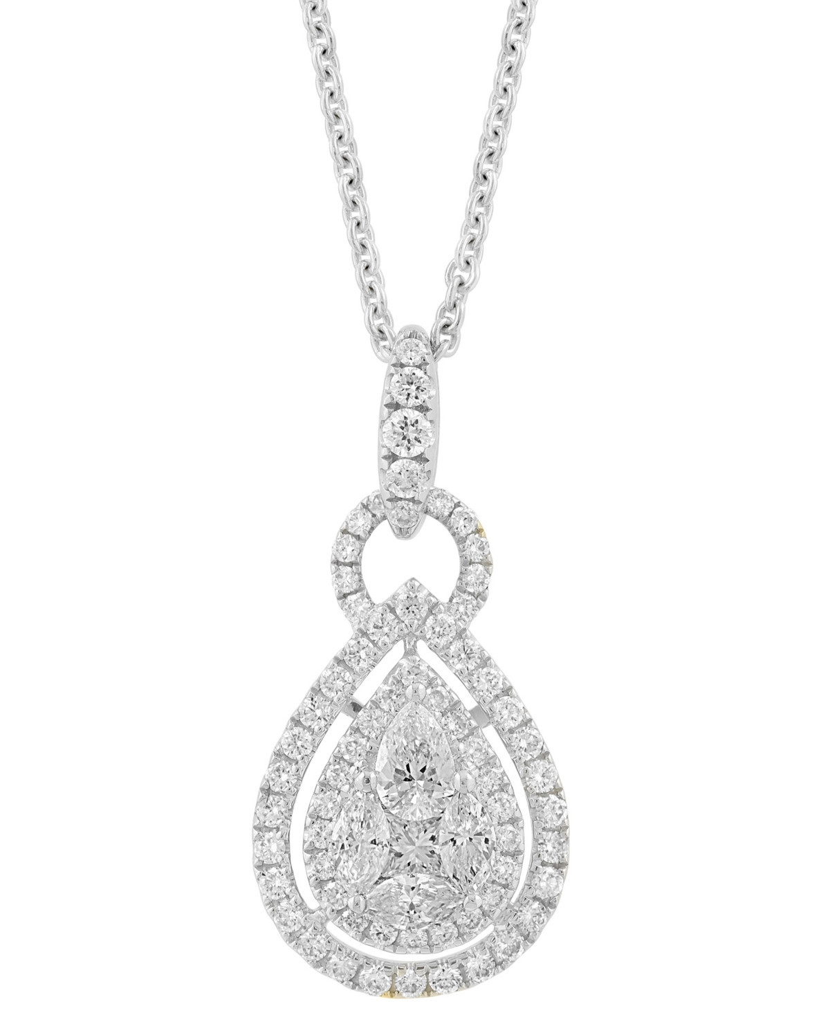 Effy Diamond Mixed Cut Teardrop Halo 18" Pendant Necklace (1 ct. t.w.) in 14k White Gold (Also in yellow gold) - White Gold | Macy's