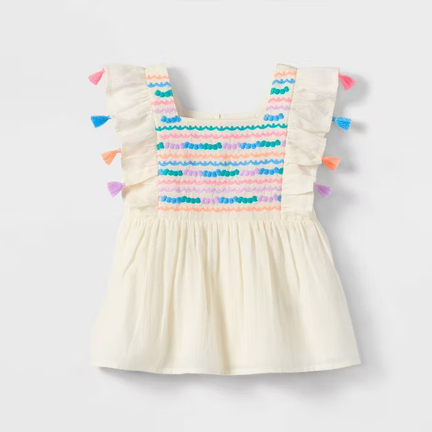 Toddler Girls' Embroidered Short Sleeve Top - Cat & Jack™ White 2T | Target