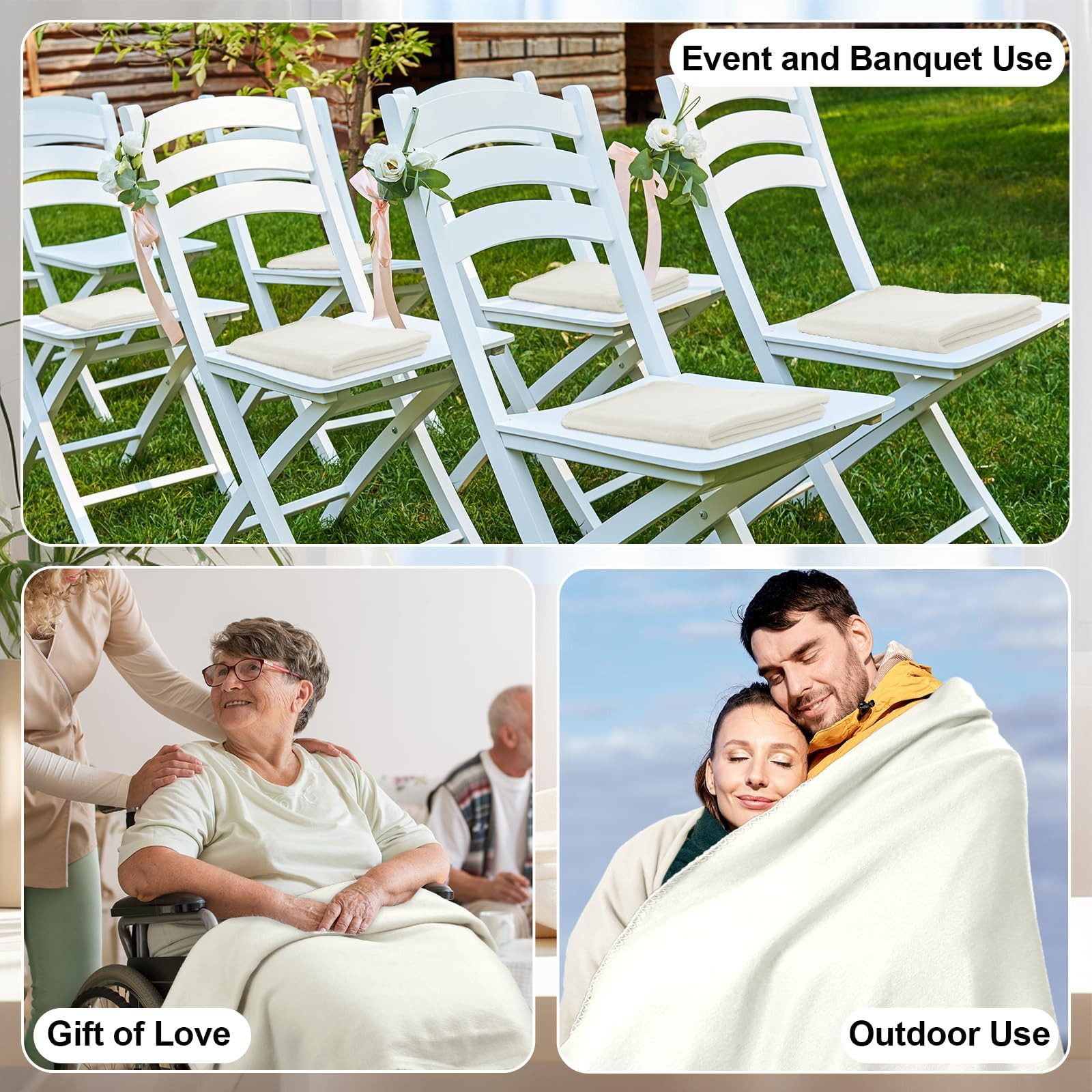 60PCS Off-White Fleece Blankets Bulk 50 X 60, Soft Lightweight Throw Blanket Cozy Blankets Bulk f... | Amazon (US)