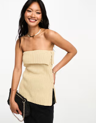 & Other Stories knitted strapless bustier top in beige | ASOS (Global)