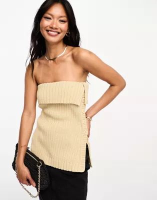 & Other Stories knitted strapless bustier top in beige | ASOS | ASOS (Global)