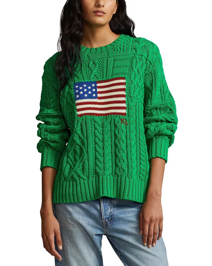 Ralph Lauren Intarsia Knit Flag Cable Sweater Women - Bloomingdale's | Bloomingdale's (US)